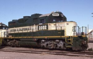 Arizona and California Railroad | Parker, Arizona | EMD GP20 #2002 diesel-electric locomotive | 2002 | R.L. Westover photograph | Morning Sun Books collection