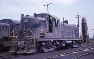 Central Railroad of New Jersey | Ashley, Pennsylvania | Alco class RS3 #1705 diesel-electric locomotive | Sanding Tower | May 24, 1966 | Frank T. Reilly photograph