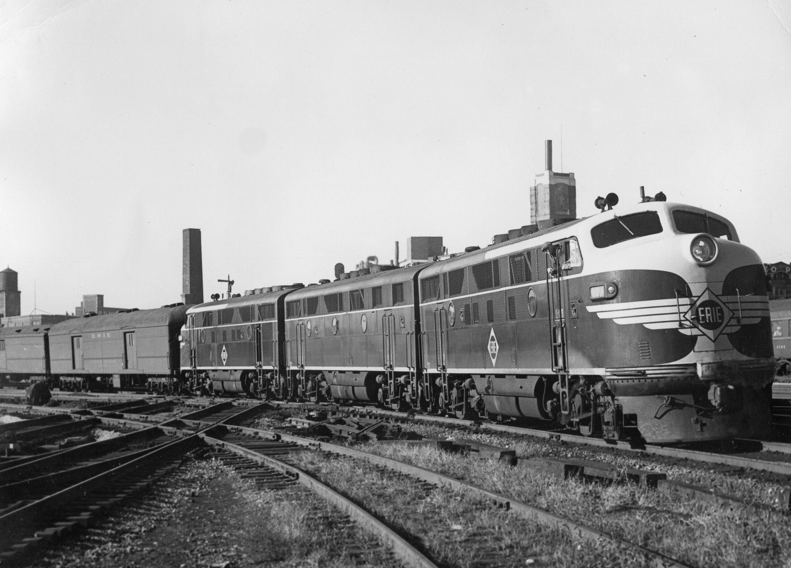 Erie Railroad | Chicago, Illinois | Class EMD F3 ABA diesel-electric locomotive | The Midlander | September 1948 | John Bowman, Jr. photograph