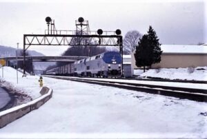 Amtrak | Summerhill, Pennsylvania | GE Class P42-DC #197 and 89 diesel-electric locomotives | Train 40 The Three Rivers | December 8, 2002 | Dick Flock photograph