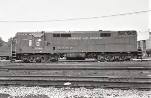 Norfolk and Western | Bellevue, Ohio | FM H24-66 #3596 diesel-electric locomotive | ex-Wabash H24-66 #596 | 1972 | Elmer Kremkow photograph