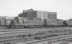 Pennsylvania Railroad | Altoona, Pennsylvania | Class EMD GP35 #2312 and GP9b #3806 diesel-electric locomotives | 1966 | Elmer Kremkow photograph