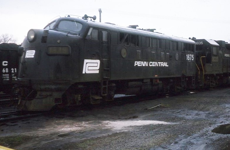 Penn Central Transportation Company | Youngwood, Pennsylvania | EMD F3a #1675 diesel electric locomotive | March, 1975 | Dick Flock photograp