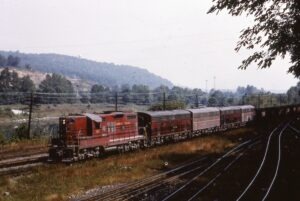 Lehigh Valley | Allentown, Pennsylvania | EMD GP9 #303 + 4 F7b unit diesel electric locomotive | coal hopper train | September 1963 | Hawk Mountain Chapter, NRHS photo | Richard Prince Collection