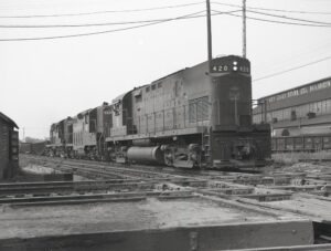 Norfolk and Western Railway | Marion, Ohio | Class Alco C420 #420, EMD GP9 #736 and Alco RS11 328 diesel-electric locomotive | 1967 | Elmer Kremkow photograph