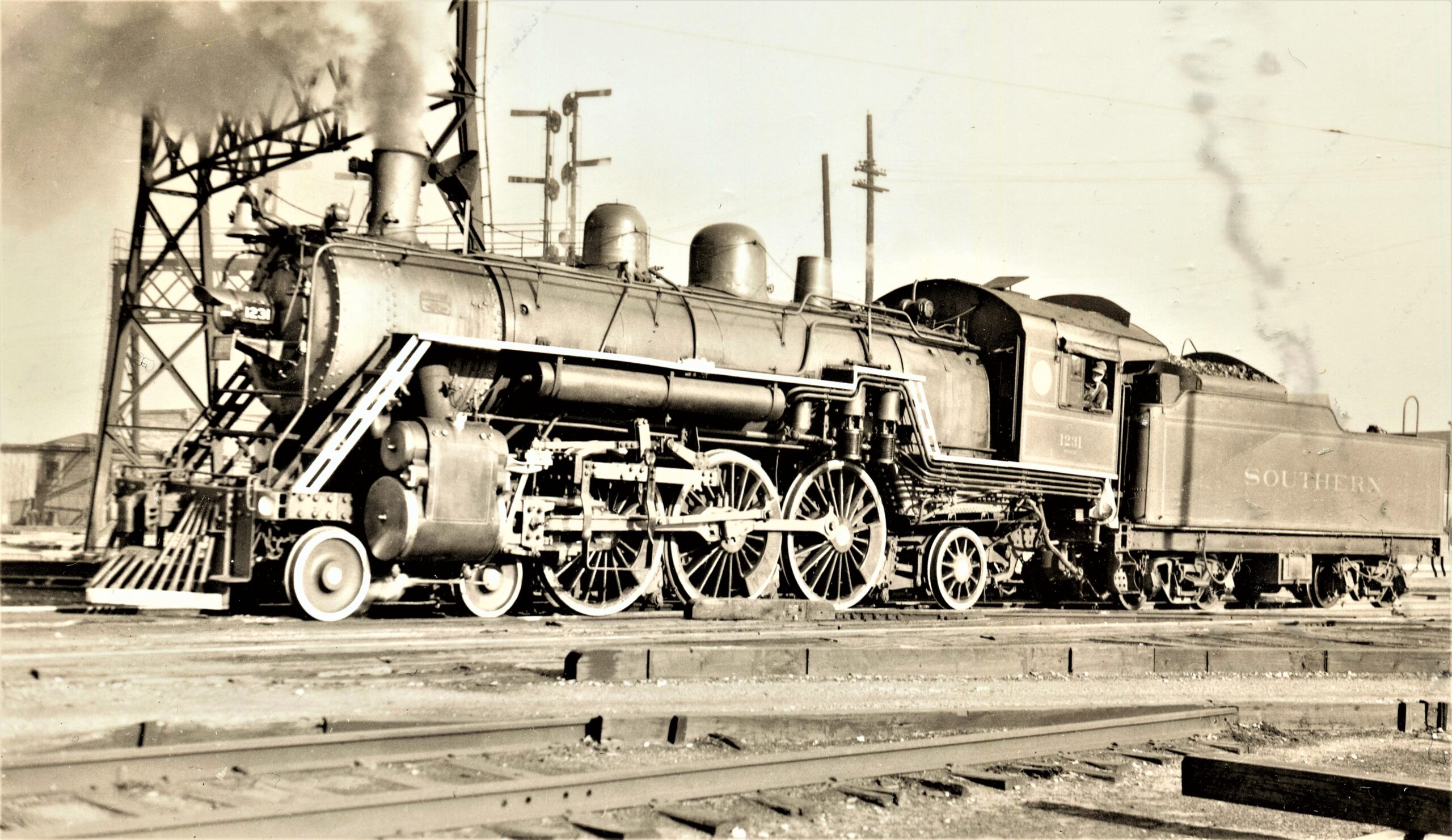 Southern Railway | Alexandria, Virginia | Class Ps2 4-6-2 #1231 Pacific steam locomotive | 1938 | unknown photographer