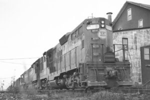 Norfolk and Western Railway | Bellevue, Ohio | EMD GP9 #699 + 2 diesel-electric locomotives | freight train | 1967 | Elmer Kremkow photograph