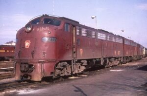 Penn Central Transportation Company | Pennsylvania Railroad | Cincinatti, Ohio | EMD E8a #4277 diesel-electric locomotive | October 27, 1968 | Richard Wallin photograph | Richard Prince collection