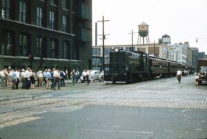 Pennsylvania Railroad | Philadelphia, Pennsylvania | Baldwin diesel-electric switcher | NRHS Special Rare Mileage Train | June 29, 1949 | Bill Echternacht, Jr. photograph