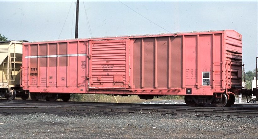 TSBY | Ann Arbor, Michigan | 50 ft. 6 in. pink box car | October 12, 1984 | Steve Timko Collection