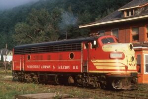 Wellsville Addison and Galeton Railroad | Galeton, Pennsylvania | EMD F7a #2200 diesel-electric locomotive | September 9, 1974 | R.R. Wallin photograph | Richard Prince Collection