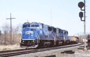 Conrail | Ashtabula, Ohio | EMD SD60M #5542, SD60MI #5618 and SD40-2 #6488 diesel electric locomotives | TV77 | AY Junction | May 4, 1997 | Dick Flock photograph