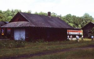 Bangor and Aroostook | Frankfort, Maine | EMD F3a #42 diesel-electric locomotive | Inspection Passenger Train | Frankfort Freight Station | July 28,1985 | John Wilson photograph