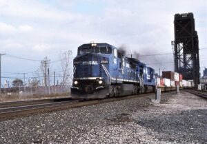 Conrail | Cleveland, Ohio | GE Class D8-40CW #6076 and B36-7 #5006 diesel-electric locomotives | WB TV-11 | November 3, 1996 | Dick Flock photograph