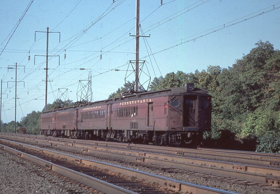 Pennsylvania Railroad | New Brunswick, New Jersey | Electric MP54 Passenger Train and combine | September 21, 1961 | Elmer Kremkow photograph |