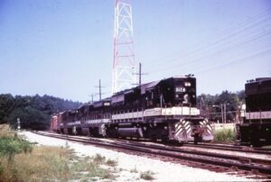 Southern Railway | Anderson, South Carolina | EMD SD35 c#3174 + 3 diesel-electric locomotives | Freight | July 20, 1974 | Richard Wallin photograph | Richard Prince Collection