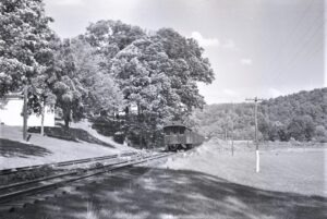 East Broad Top | Three Springs, Pennsylvania | Combine # 18, empty hopper train | June 1955 | Fielding Lew Bowman photograph