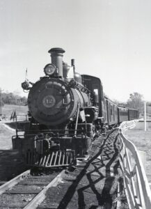 Shenandoah Central Railroad | Harrisonburg, Virginia | aka Penn Laird, Va. | ex ET&WNC RR 4-6-0 #12 narrow gauge Baldwin steam locomotive | now Tweetsie #12 | October 1954 | Fielding Lew Bowman phptograph