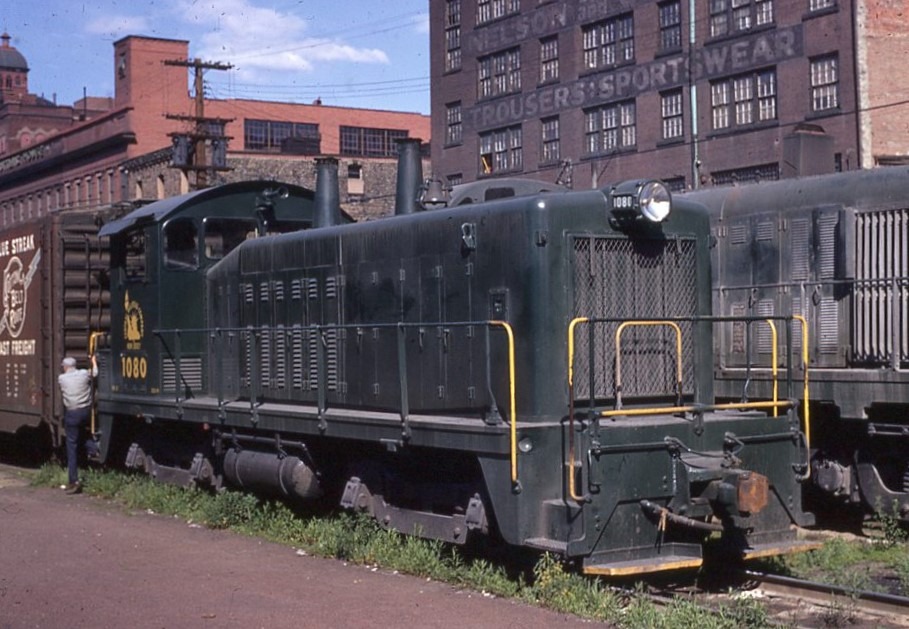 Central Railroad of New Jersey | Wilkes-Barre, Pennsylvania | EMD SW7 # 1080 diesel electric locomotive | Local freight | Market Street | June 1967 | Jack DeRosset photograph | Morning Sun Books CollectionApril 17, 1976
