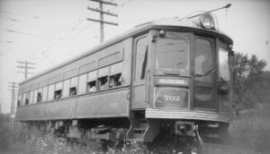 Lehigh Valley Transit | Norristown, Pennsylvania | Car 702 | NRHS Lehigh Valley Chapter excursion | 1949 | James Johnson photograph