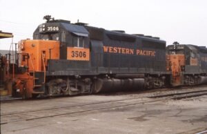 Western Pacific Railway | Salt Lake City, Utah | EMD GP40 #3506 diesel-electric locomotive | January 16, 1983 | Dick Flock photograph
