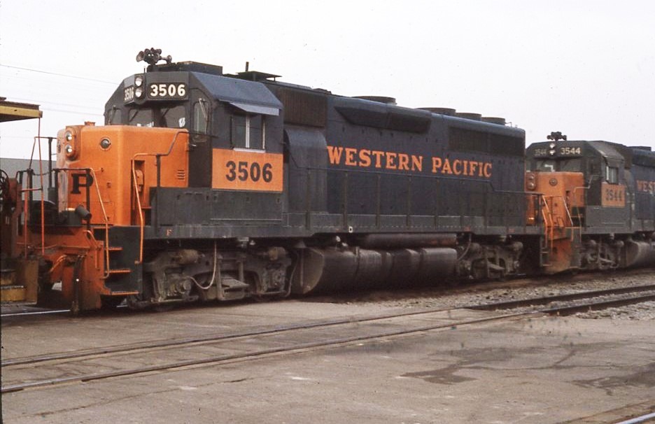 Western Pacific Railway | Salt Lake City, Utah | EMD GP40 #3506 diesel-electric locomotive | January 16, 1983 | Dick Flock photograph