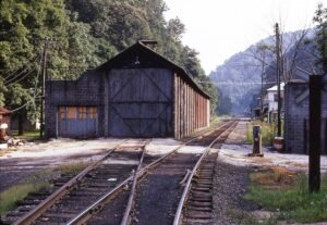 Winifrede Railroad | Big Eagle Railroad | Winifrede, West Virginia | Engine house | June 1973 | Jack DeRosset photograph | Morning Sun Books collection