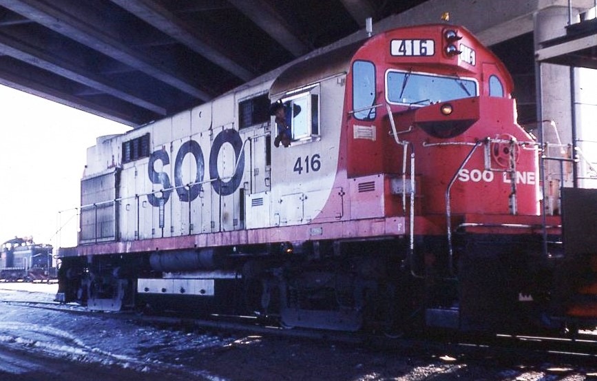 Soo Line | Minneapolis, Minnesota | Alco RS27 #416 diesel-electric locomotive | Humbolt Yard | January 1979 | David A. Klitzke photograph