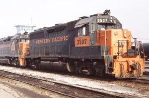 Western Pacific Railway | Salt Lake City, Utah | EMD Class GP40 #3507 diesel-electric locomotive | January 16, 1983 | Dick Flock photograph