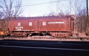 Delaware Lackawanna and Western | East Stroudsburg, Pennsylvania | Work car #3724 | February, 1956 | Hawk Mountain Chapter, NRHS photograph | Richard Price collection