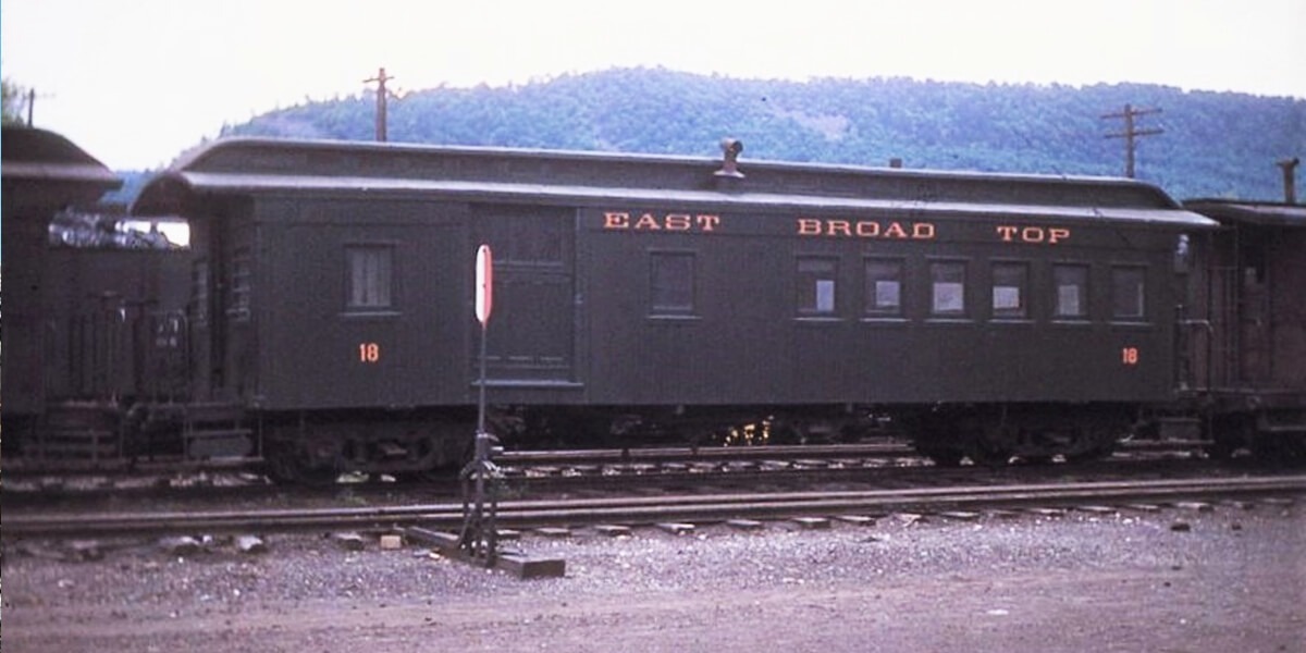 East Broad Top | Orbisonia, Pennsylvania | Combine passenger coach #18 | June 6, 1948 | Bill Rugen photograph