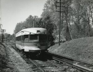 SEPTA | ex – Philadelphia & Western | Brill Bullet car #205 | County Line, Pennsylvania | April 27, 1988 | John Bowman, Jr. photograph