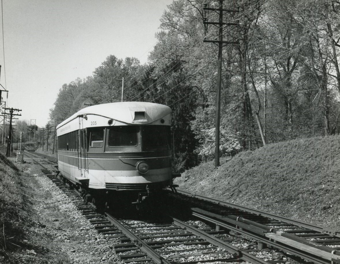 SEPTA | ex – Philadelphia & Western | Brill Bullet car#205 | County Line, Pennsylvania | April 27, 1988 | John Bowman, Jr. photograph