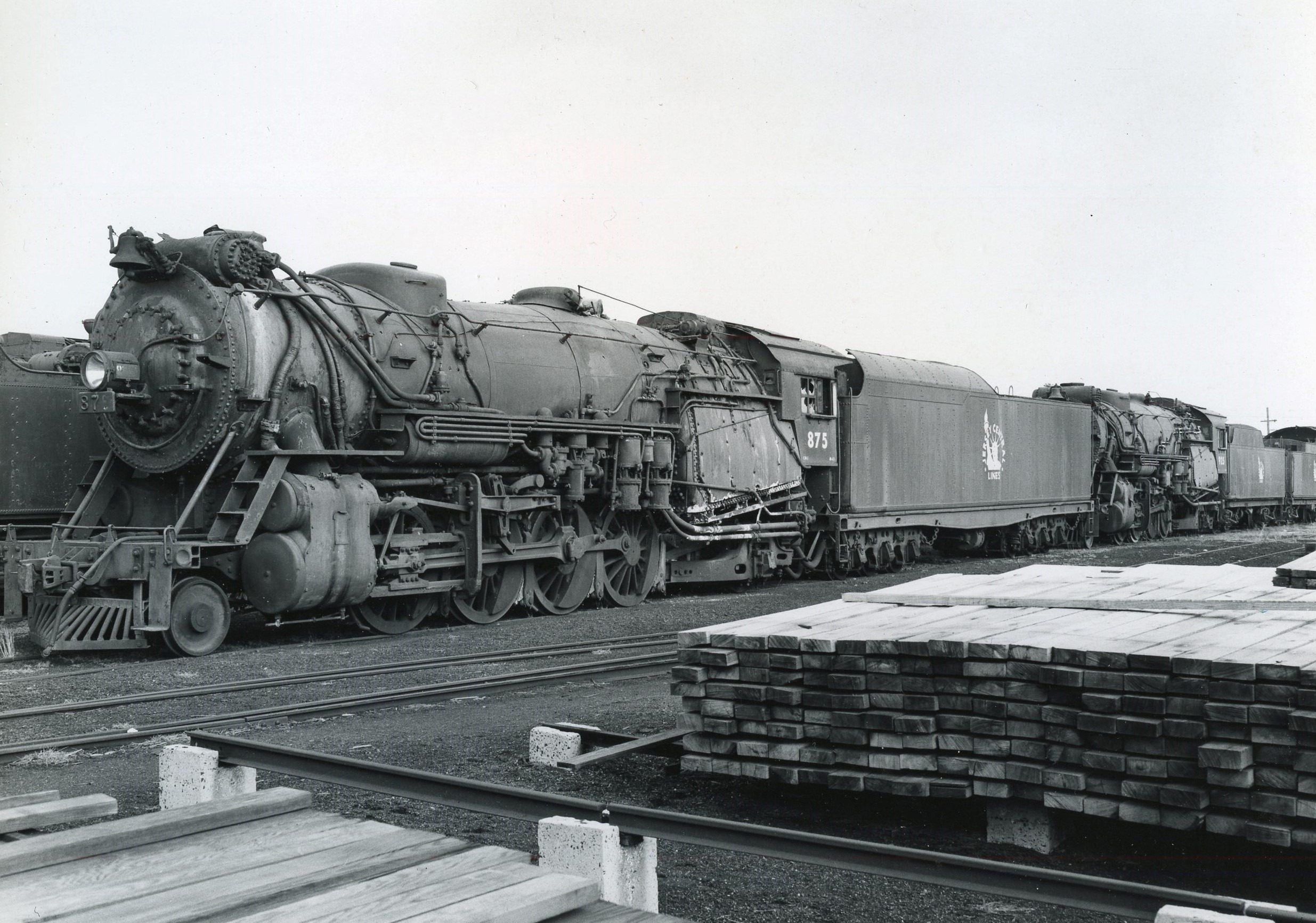 Central Railroad of New Jersey | Elizabethport, New Jersey | Brooks class 2-8-2 #875 steam locomotive | March 20, 1954 | R. L. Long photograph