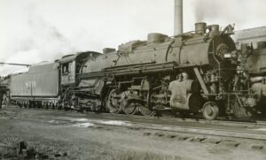 Illinois Central | Bluford, Illinois | class 2-8-4 #8010 steam locomotive | October 1948 | C. W. Witbeck photograph | Elmer Kremkow Collection