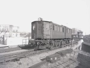 Long Island Railroad | Queens, New York | Jamaica Station | ex-PRR DD-1 #353 electric motor | Jay Tower | January 1951 | Fielding Lew Bowman photograph