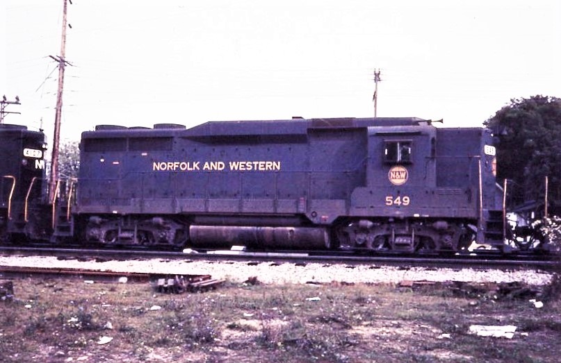 Norfolk and Western Railway | Bellevue, Ohio | Class EMD Hi-Hood GP30 #549 diesel-electric locomotive | October 1973 | Emery Gulash photograph | Steve Timko collection