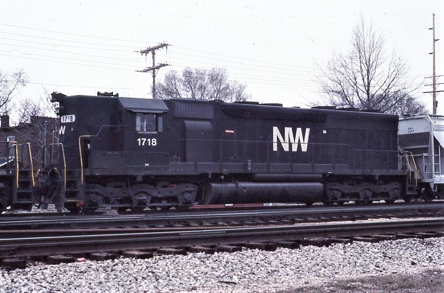 Norfolk and Western | Bellevue, Ohio | EMD SD45 #1718 high-hood diesel-electric locomotive | March 31, 1979 | Emery Gulash photograph