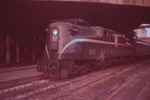 Pennsylvania Railroad | Baltimore, Maryland | Class GG1 4-6+6-4 #4933 electric motor | Train #120 Potomac | October 15,1960 | Henry Bielstein photograph