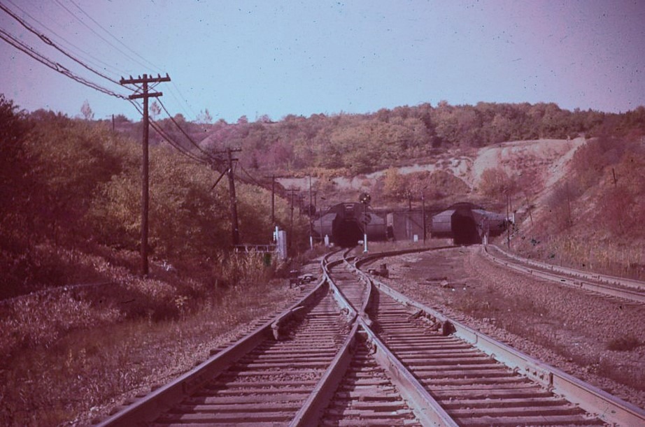Pennsylvania Railroad | Gallitzin, Pennsylvania | Gallitzin Tunnels, east portal | with ventilator fans | October 14,1960 | Henry Bielstein photograph