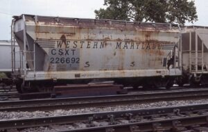 CSX Transportation | ex – Western Maryland Railway | Hancock, Maryland | ACF Covered hopper #226672 | July 21, 2001 | Dick Flock photograph