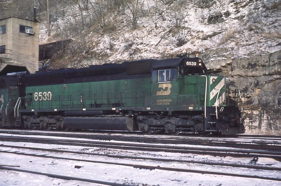 Burlington Northern | Saint Paul, Minnesota | EMD SD45 #6539 diesel-electric locomotive | January 1980 | David A. Klitzke photograph