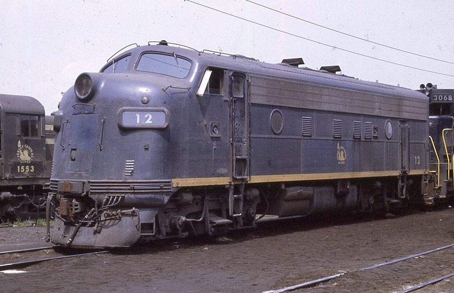 Central Railroad of New Jersey | Jersey City, New Jersey | EMD F7a #12 diesel-electric locomotive | ex B&O 933A/4577 | July 27, 1968 | Jack DeRosset photograph