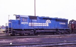 Conrail | Detroit, Michigan | EMD SD45 #6073 diesel-electric locomotive | ex-Erie Lackawanna #3609 | June 28, 1977 | Emery Gulash photograph