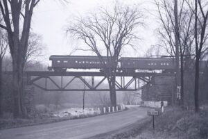 Fonda, Johnstown and Gloversville Railroad | Fonda New York | NB Mail train | November 1957 | Fielding Lew Bowman photograph
