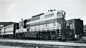 Great Northern Railway | Vancouver, British Columbia, Canada | EMD GP7 #604 diesel-electric locomotive | April 10, 1963 | Arthur B. Johnson photograph