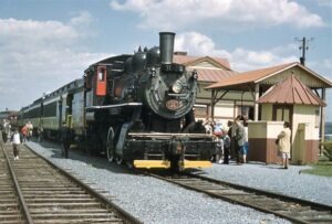 Strasburg Railroad | Strasburg, Pennsylvania | Class 0-6-0 #31 steam locomotive | passenger train | Passenger Station | May 1961 | William Rosenberg photograph