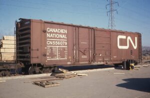 Canadien National | Birmingham, Michigan | Plug door box car #556079 | March 3,1973 | Emery Gulash photograph | Steve Timko Collection