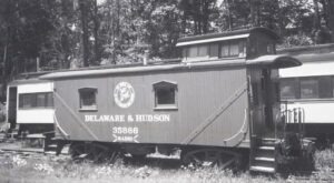 Delaware and Hudson Railway | Whippany Railroad Museum | Wood caboose #35886 caboose | June 29, 1989 | H.B. Olsen photograph