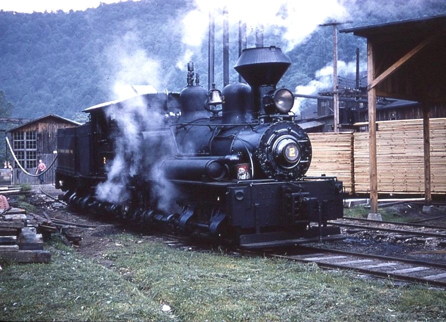 Ely Thomas | Fenwick, West Virginia | Shay #2 steam locomotive | November 1972 | Jack DeRosset photograph | Morning Sun Books collection